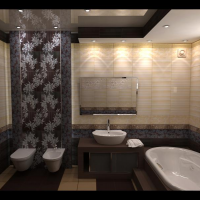 Визуализация ванной комнаты (вид со стены)